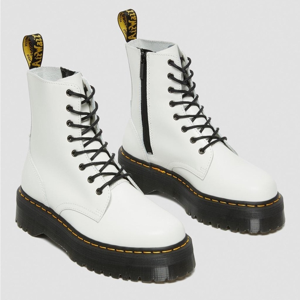 Dr Martens JADON BOOT SMOOTH LEATHER PLATFORMS WHITE SIZE W 9
